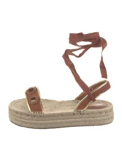 Pre-owned Larroude Suede Colorblock Pattern Espadrilles In Brown