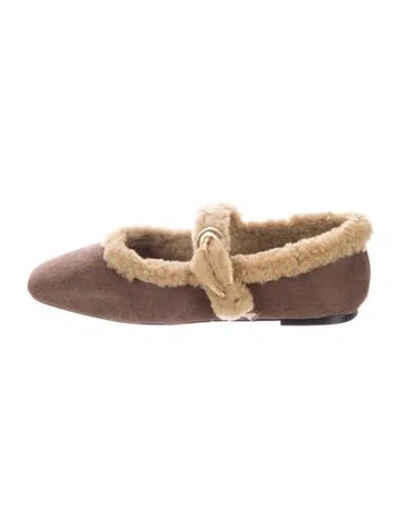 Pre-owned Larroude Suede Colorblock Pattern Moccasins In Brown