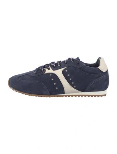 Pre-owned Larroude Suede Colorblock Pattern Sneakers In Blue