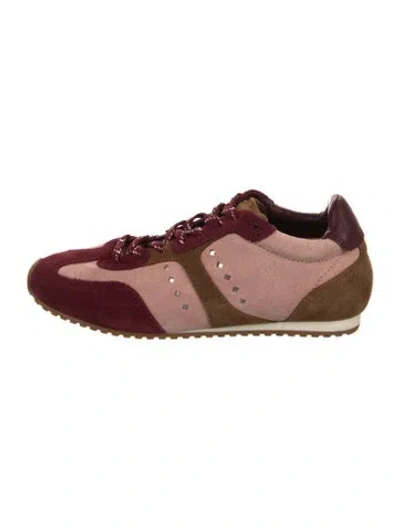 Pre-owned Larroude Suede Colorblock Pattern Sneakers In Multi