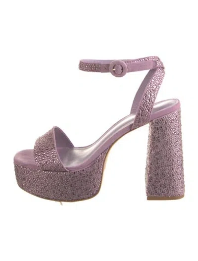 Pre-owned Larroude Suede Crystal Embellishments Sandals In Purple