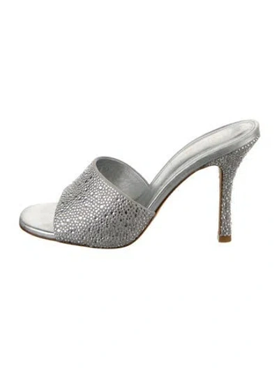 Pre-owned Larroude Suede Crystal Embellishments Slides