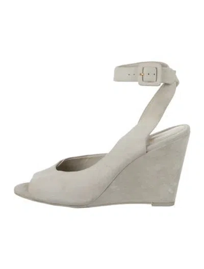 Pre-owned Larroude Suede Cutout Accent Pumps In Neutrals