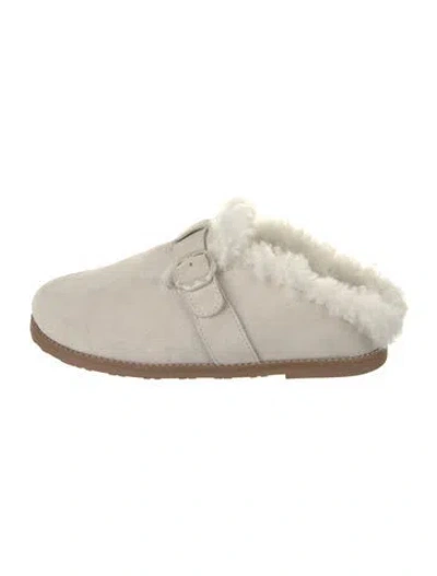 Pre-owned Larroude Suede Faux Fur Trim In Neutrals