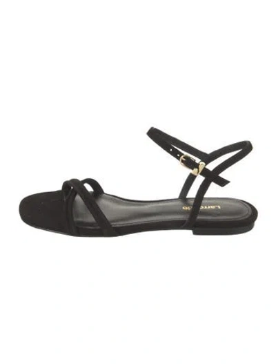 Pre-owned Larroude Suede Flats In Black
