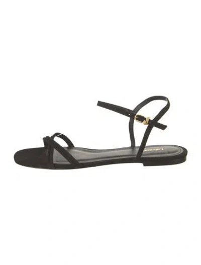 Pre-owned Larroude Suede Flats In Black