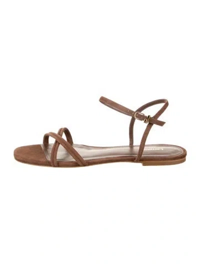 Pre-owned Larroude Suede Flats In Brown