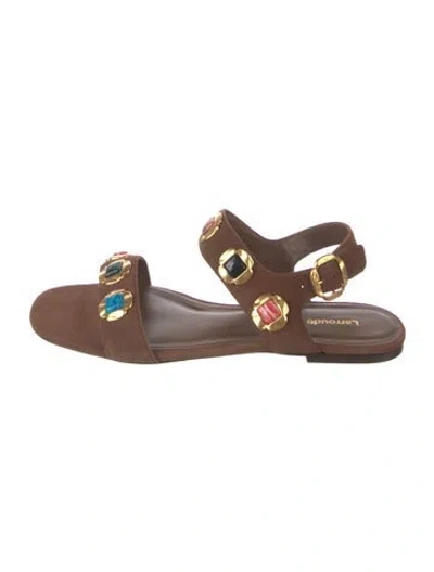 Pre-owned Larroude Suede Gladiator Sandals In Brown
