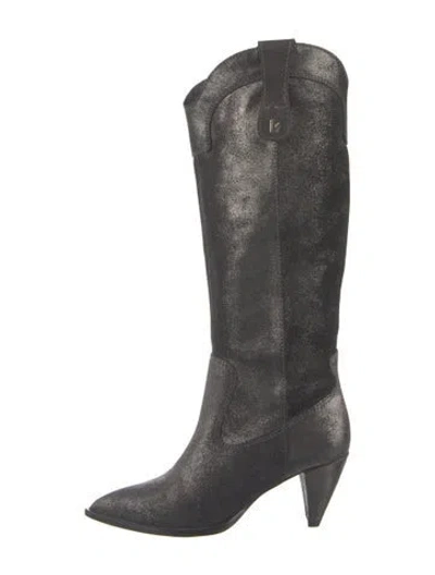 Pre-owned Larroude Suede Glitter Accents Boots In Multi