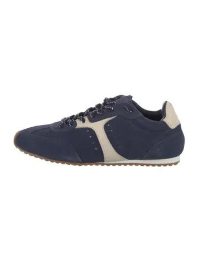 Pre-owned Larroude Suede Lasercut Accents Athletic Sneakers In Blue