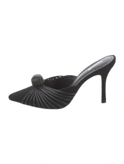 Pre-owned Larroude Suede Leather Trim Embellishment Mules In Black
