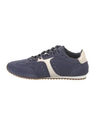 Pre-owned Larroude Suede Leather Trim Embellishment Sneakers In Blue