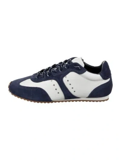 Pre-owned Larroude Suede Leather Trim Embellishment Sneakers In Blue
