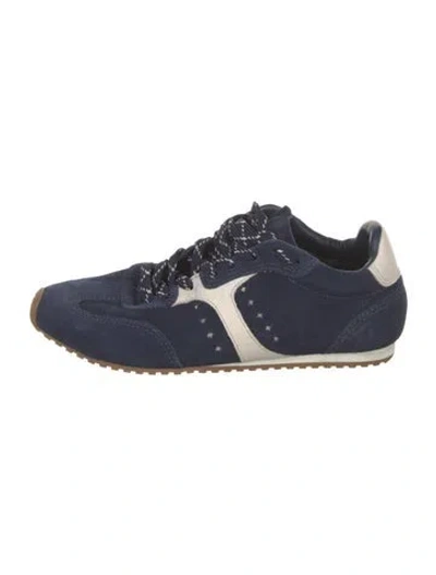 Pre-owned Larroude Suede Leather Trim Embellishment Sneakers In Blue