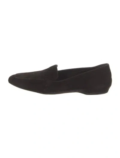 Pre-owned Larroude Suede Loafers In Black