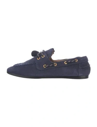 Pre-owned Larroude Suede Loafers In Blue