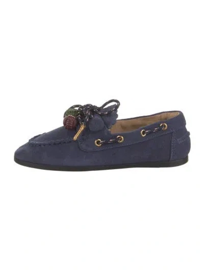 Pre-owned Larroude Suede Loafers In Blue