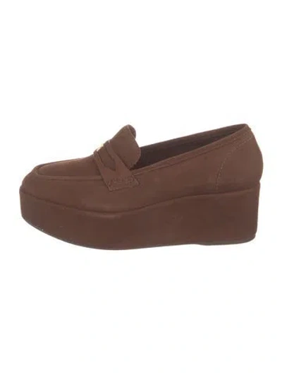 Pre-owned Larroude Suede Loafers In Brown