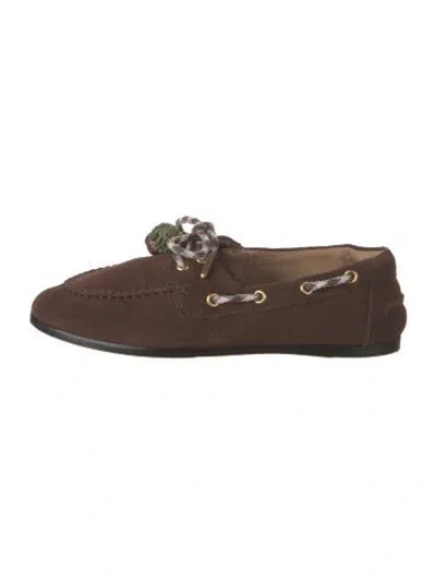 Pre-owned Larroude Suede Loafers In Brown