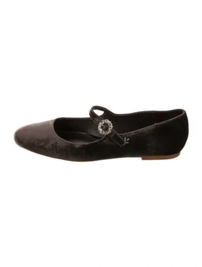 Pre-owned Larroude Suede Mary Jane Flats In Black