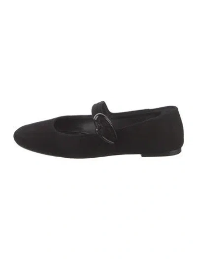 Pre-owned Larroude Suede Mary Jane Flats In Black