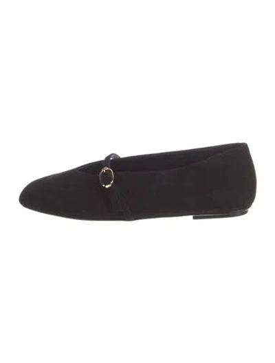 Pre-owned Larroude Suede Mary Jane Flats In Black