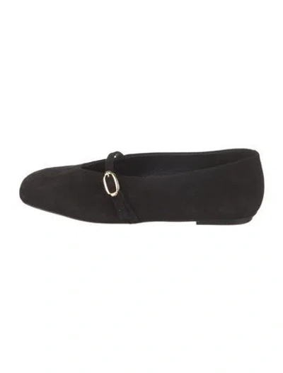 Pre-owned Larroude Suede Mary Jane Flats In Black
