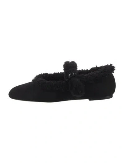 Pre-owned Larroude Suede Mary Jane Flats In Black