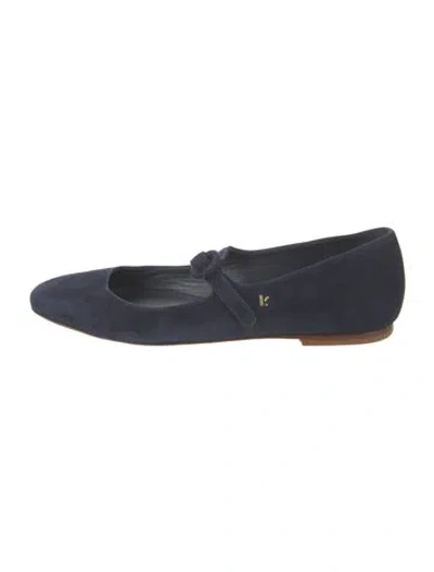 Pre-owned Larroude Suede Mary Jane Flats In Blue