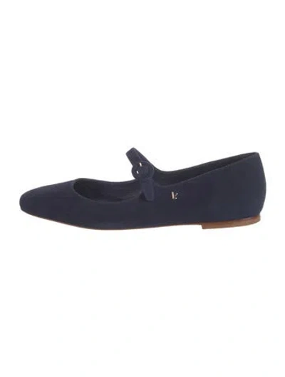 Pre-owned Larroude Suede Mary Jane Flats In Blue