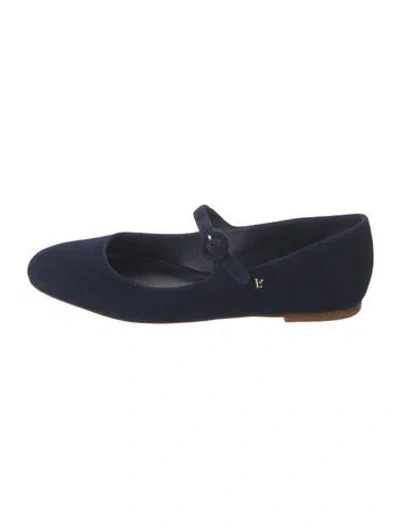 Pre-owned Larroude Suede Mary Jane Flats In Blue