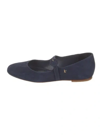 Pre-owned Larroude Suede Mary Jane Flats In Blue