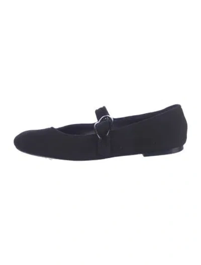Pre-owned Larroude Suede Mary Jane Flats In Blue