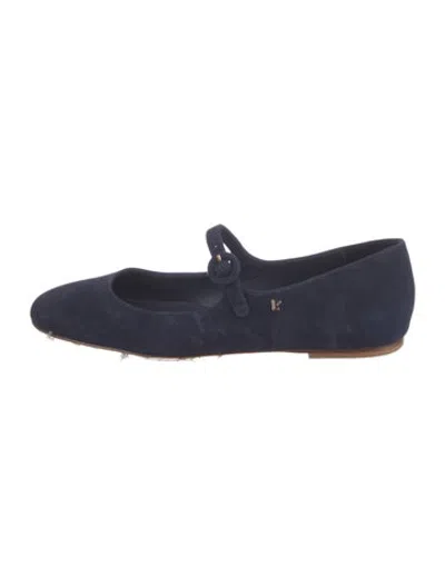 Pre-owned Larroude Suede Mary Jane Flats In Blue