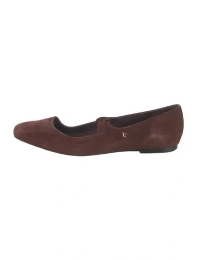 Pre-owned Larroude Suede Mary Jane Flats In Brown/gold