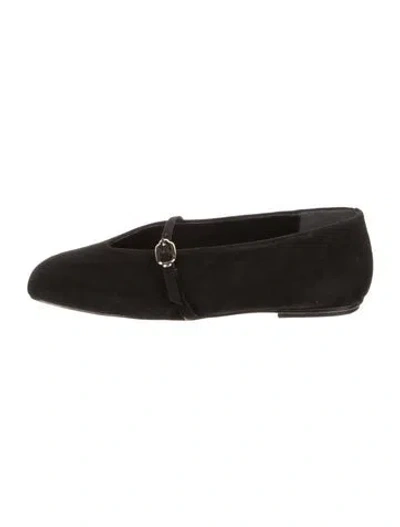 Pre-owned Larroude Suede Mary Jane Flats W/ Tags In Black