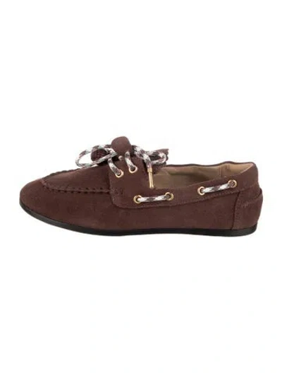 Pre-owned Larroude Suede Moccasins In Brown