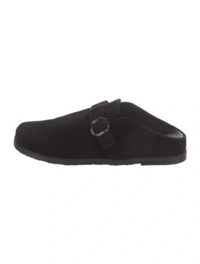 Pre-owned Larroude Suede Mules In Black