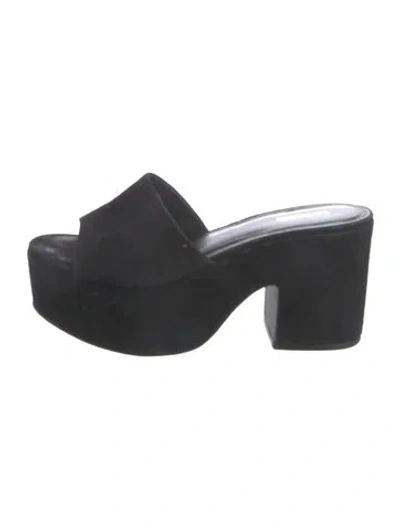 Pre-owned Larroude Suede Mules In Black