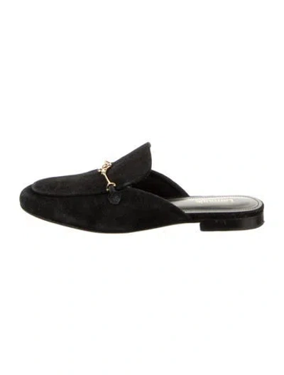 Pre-owned Larroude Suede Mules In Black