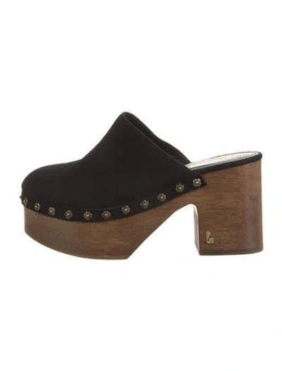Pre-owned Larroude Suede Mules In Black
