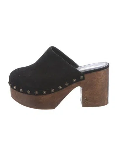 Pre-owned Larroude Suede Mules In Black