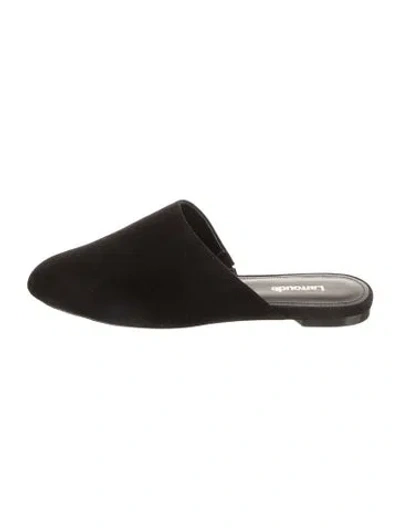 Pre-owned Larroude Suede Mules In Black