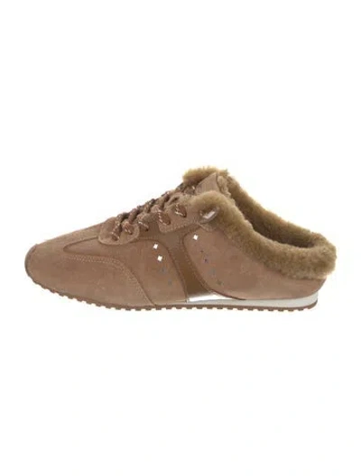 Pre-owned Larroude Suede Mules In Brown