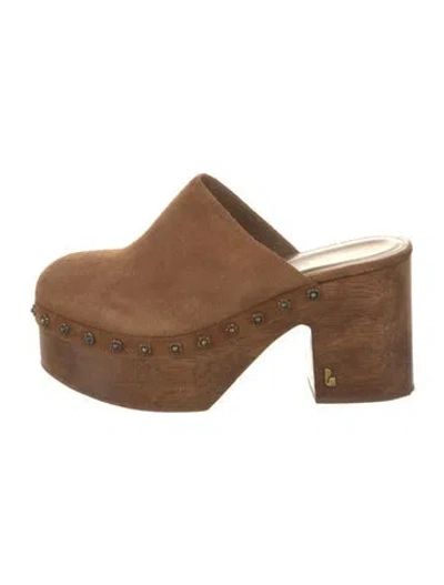 Pre-owned Larroude Suede Mules In Brown