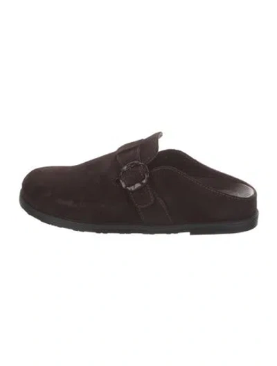 Pre-owned Larroude Suede Mules In Brown