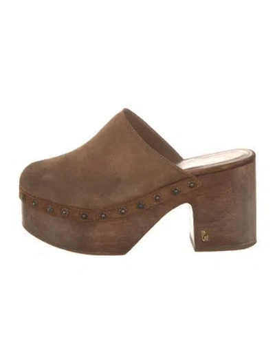 Pre-owned Larroude Suede Mules In Brown