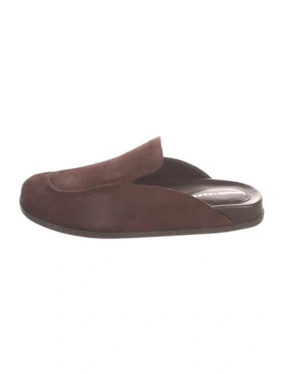 Pre-owned Larroude Suede Mules In Brown