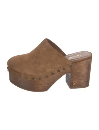 Pre-owned Larroude Suede Mules In Brown