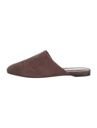 Pre-owned Larroude Suede Mules In Brown